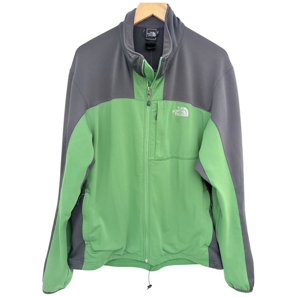 The North Face Soft Shell Jacket Mens Large Green Gray Full Zip Fleece Lined